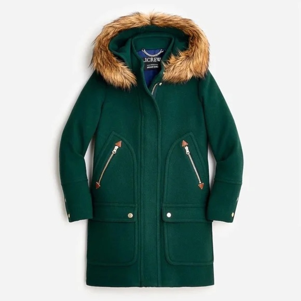J.Crew Chateau Parka in Italian stadium-cloth wool - Green (Tall 6)